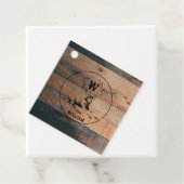 Aangepast bijtend hout, textiel en meer monogram bedankjes labels (In situ)