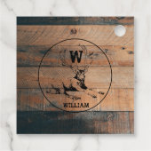 Aangepast bijtend hout, textiel en meer monogram bedankjes labels (Achterkant)