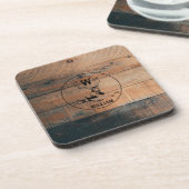 Aangepast bijtend hout, textiel en meer monogram bier onderzetter (Linkerzijde)