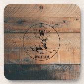 Aangepast bijtend hout, textiel en meer monogram bier onderzetter (Voorkant)