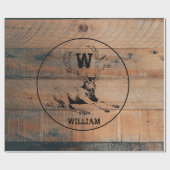 Aangepast bijtend hout, textiel en meer monogram cadeaupapier (Vlak)