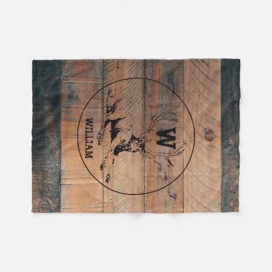 Aangepast bijtend hout, textiel en meer monogram fleece deken (Voorkant (Horizontaal))