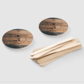 Aangepast bijtend hout, textiel en meer monogram handwaaier (Niet-gemonteerd)