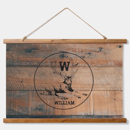 Aangepast bijtend hout, textiel en meer monogram hangend wandkleed (Voorkant)