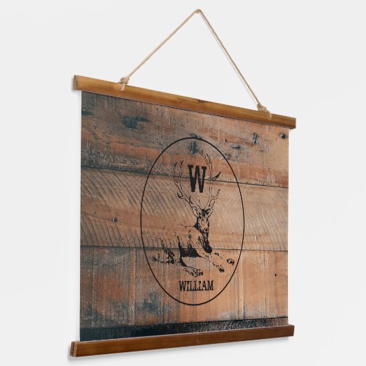 Aangepast bijtend hout, textiel en meer monogram hangend wandkleed (Gebogen)