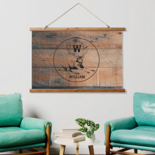 Aangepast bijtend hout, textiel en meer monogram hangend wandkleed