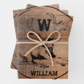 Aangepast bijtend hout, textiel en meer monogram inpakpapier vel (In situ)