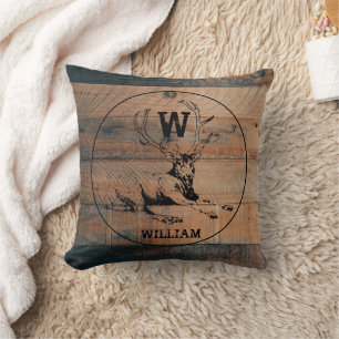 Aangepast bijtend hout, textiel en meer monogram kussen