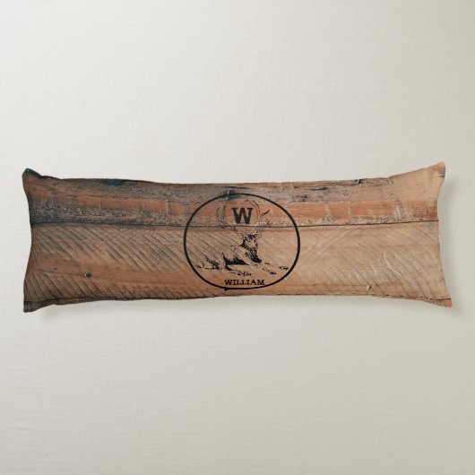 Aangepast bijtend hout, textiel en meer monogram lichaamskussen (Achterkant)