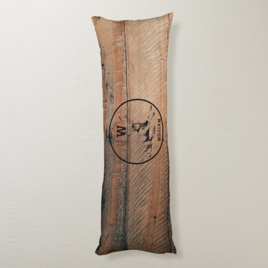 Aangepast bijtend hout, textiel en meer monogram lichaamskussen (Achterkant (Verticaal))