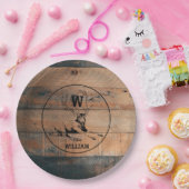 Aangepast bijtend hout, textiel en meer monogram papieren bordje (Feest)