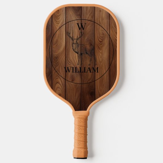 Aangepast bijtend hout, textiel en meer monogram pickleball paddle (Achterkant)
