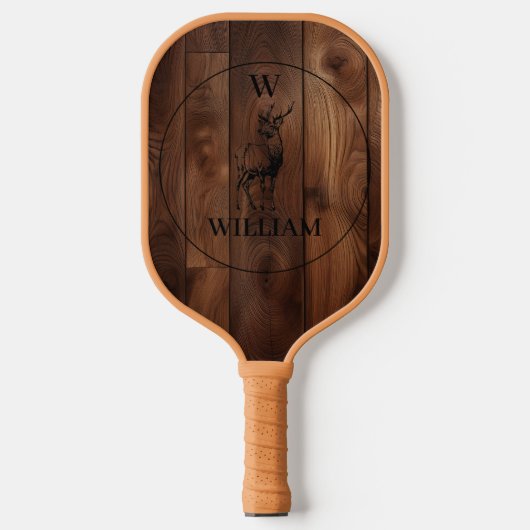 Aangepast bijtend hout, textiel en meer monogram pickleball paddle (Voorkant)