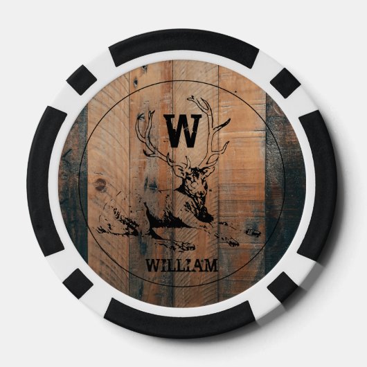 Aangepast bijtend hout, textiel en meer monogram poker chips (Achterkant)