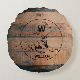 Aangepast bijtend hout, textiel en meer monogram rond kussen