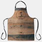 Aangepast bijtend hout, textiel en meer monogram schort (Voorkant)