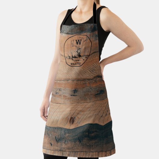 Aangepast bijtend hout, textiel en meer monogram schort (Insitu)