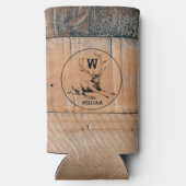 Aangepast bijtend hout, textiel en meer monogram seltzer blikjeskoeler (Achterkant)