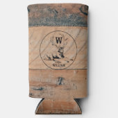 Aangepast bijtend hout, textiel en meer monogram seltzer blikjeskoeler (Voorkant)