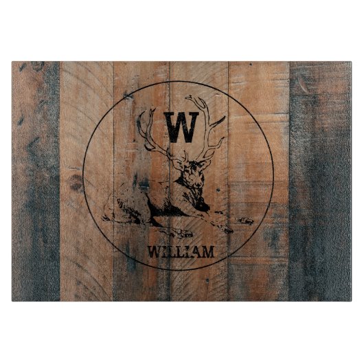 Aangepast bijtend hout, textiel en meer monogram snijplank (Voorkant)