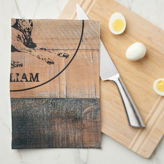 Aangepast bijtend hout, textiel en meer monogram theedoek (Quarter Fold)