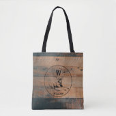Aangepast bijtend hout, textiel en meer monogram tote bag (Voorkant)