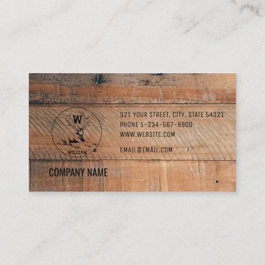 Aangepast bijtend hout, textiel en meer monogram visitekaartje (Achterkant)