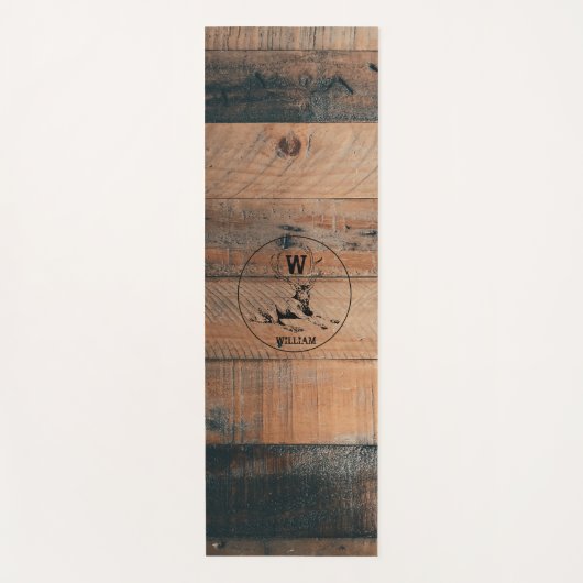 Aangepast bijtend hout, textiel en meer monogram yogamat (Voorkant)