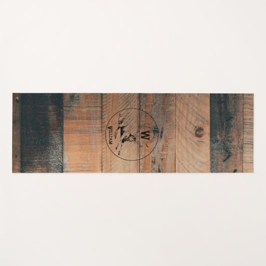 Aangepast bijtend hout, textiel en meer monogram yogamat (Voorkant (horizontaal))