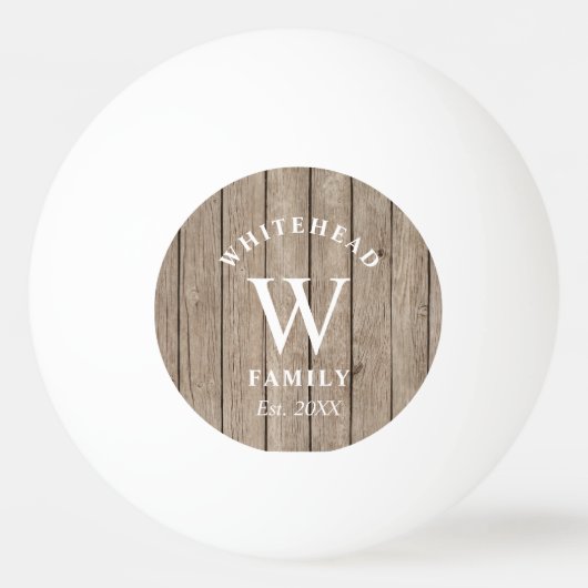 Aangepast bijtend monogram Tan Wood Pingpongbal (Voorkant)