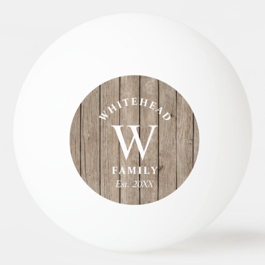 Aangepast bijtend monogram Tan Wood Pingpongbal (Achterkant)
