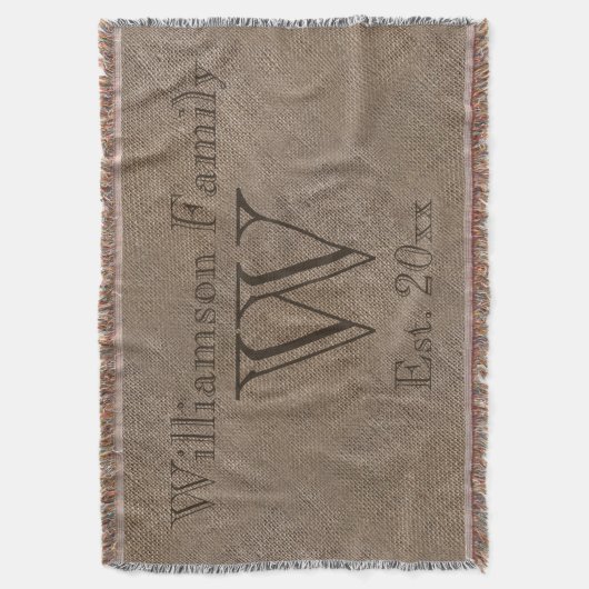 Aangepast, bijziende familie met burlap Keepslag A Deken (Voorkant Verticaal)