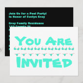 Aangepast Bikini-strand | Pool Party Kaart (Voorkant / Achterkant)