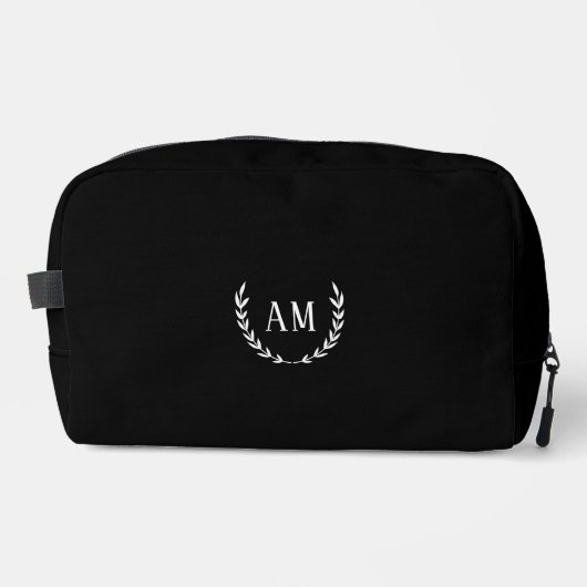 Aangepast bladmonogram, zwart toilettasje (Voorkant)