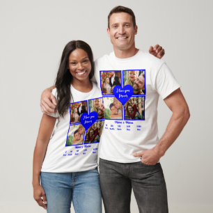 Aangepast blauw 10e Jubileum 4 Fotocollage T-shirt