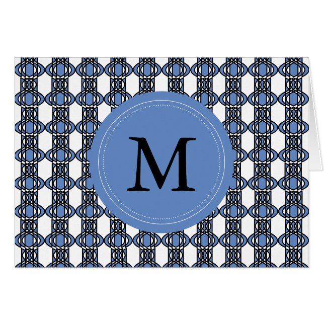 Aangepast blauw Abstract Scarab Patroonmonogram (Voorkant Horizontaal)