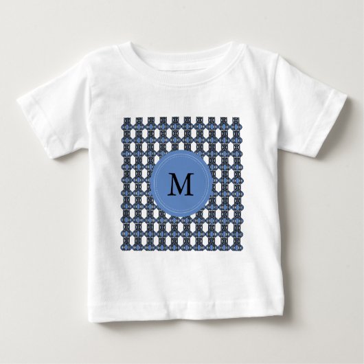 Aangepast blauw Abstract Scarab Patroonmonogram (Voorkant)