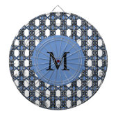 Aangepast blauw Abstract Scarab Patroonmonogram Dartbord (Voorkant)