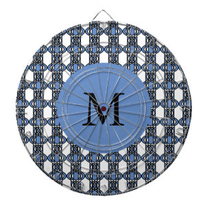 Aangepast blauw Abstract Scarab Patroonmonogram Dartbord