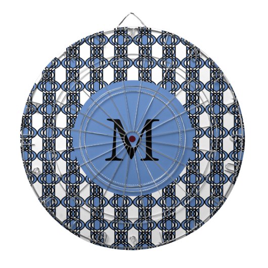 Aangepast blauw Abstract Scarab Patroonmonogram Dartbord (Voorkant)