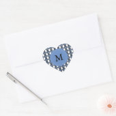 Aangepast blauw Abstract Scarab Patroonmonogram Hart Sticker (Envelop)