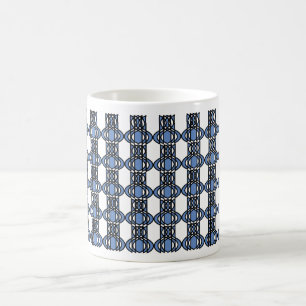 Aangepast blauw Abstract Scarab Patroonmonogram Koffiemok