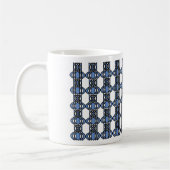 Aangepast blauw Abstract Scarab Patroonmonogram Koffiemok (Links)