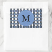 Aangepast blauw Abstract Scarab Patroonmonogram Rechthoekige Sticker (Tas)