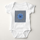 Aangepast blauw Abstract Scarab Patroonmonogram Romper (Voorkant)