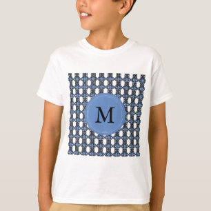 Aangepast blauw Abstract Scarab Patroonmonogram T-shirt