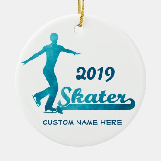 Aangepast blauw afbeelding Skating Ornament 2019 (Voorkant)