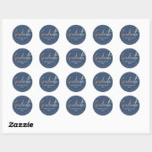 Aangepast blauw Afstuderen naam, College, Klasse v Ronde Sticker (Vel)