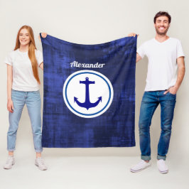 Aangepast blauw anker fleece deken