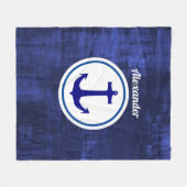 Aangepast blauw anker fleece deken (Voorkant (Horizontaal))